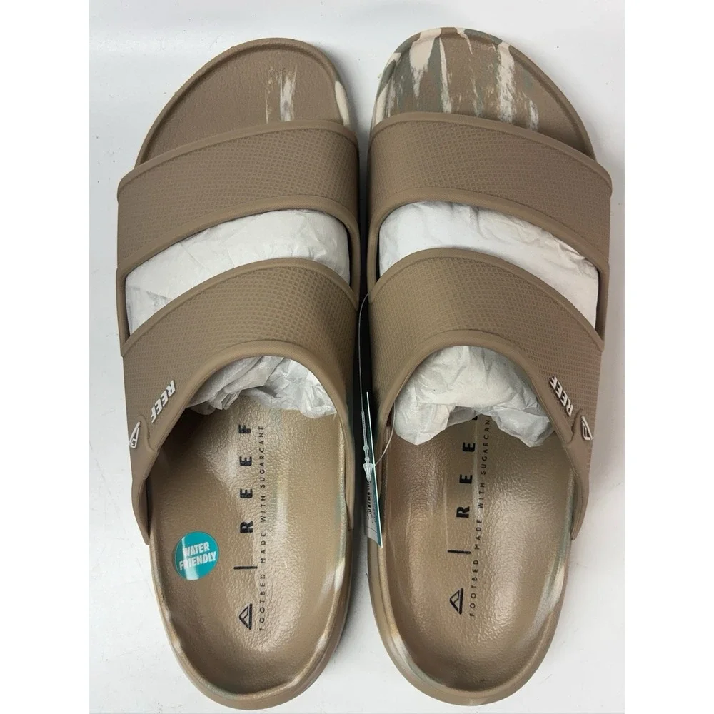 REEF Oasis Double Up Sandals CJ6241 Mens Fossil Birch Slides Size 13
